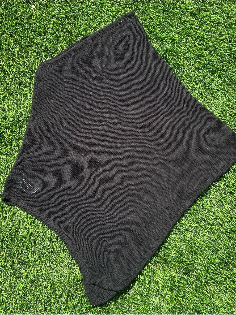 Black Knit poncho- Casual Ribbed